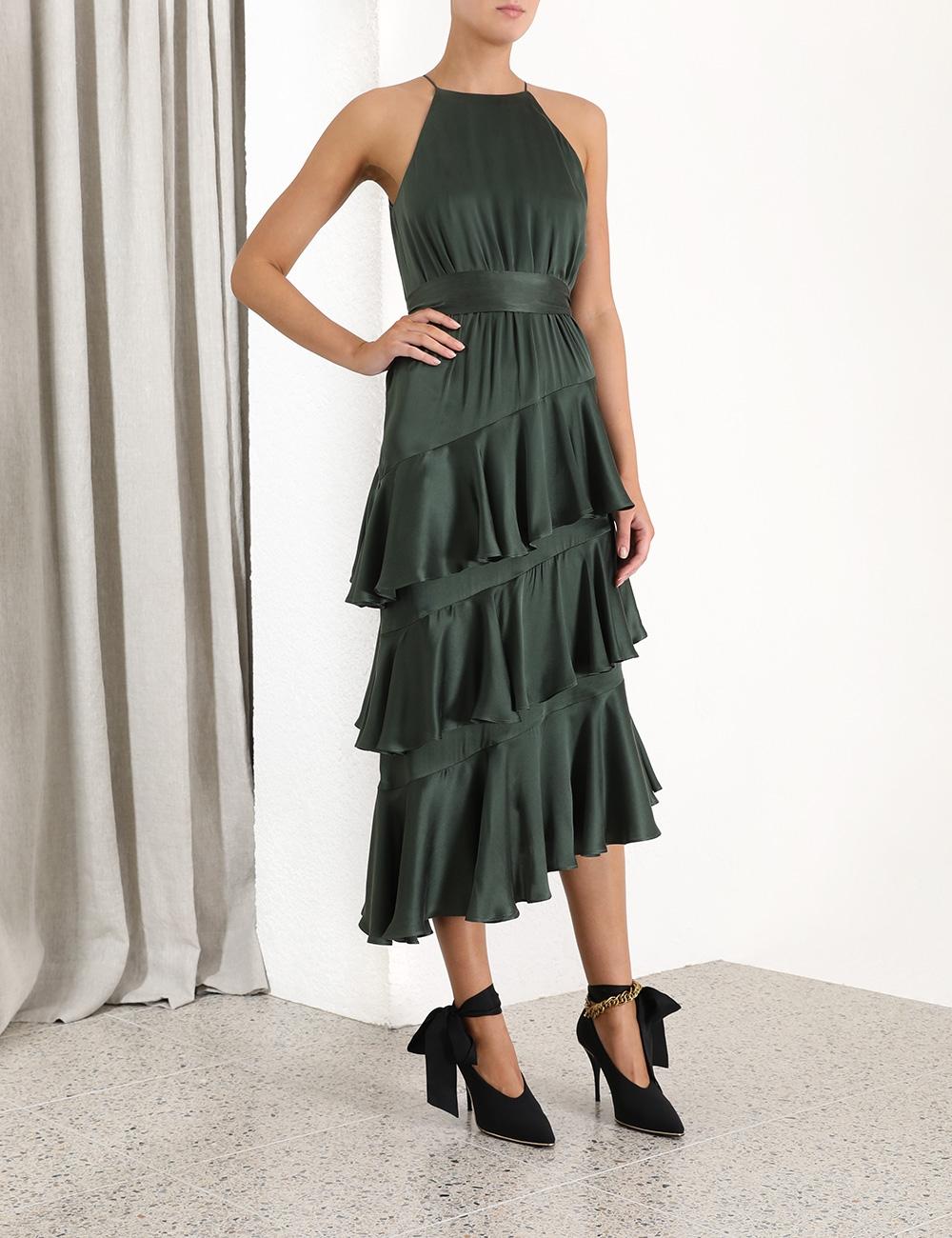 zimmermann green silk dress