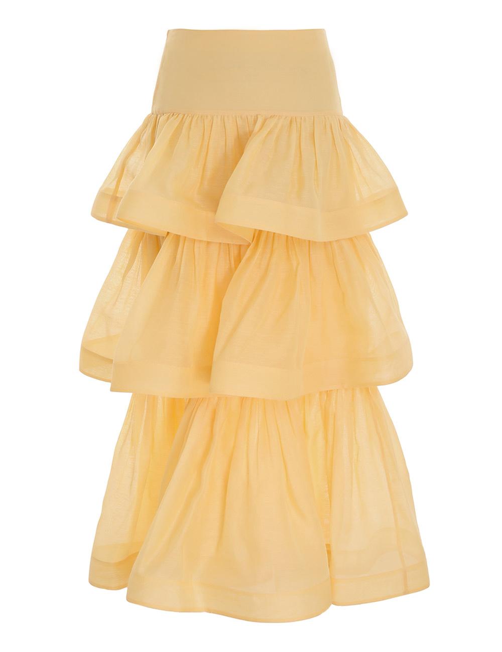 Zimmermann Coaster Tiered Skirt in Yellow | Lyst