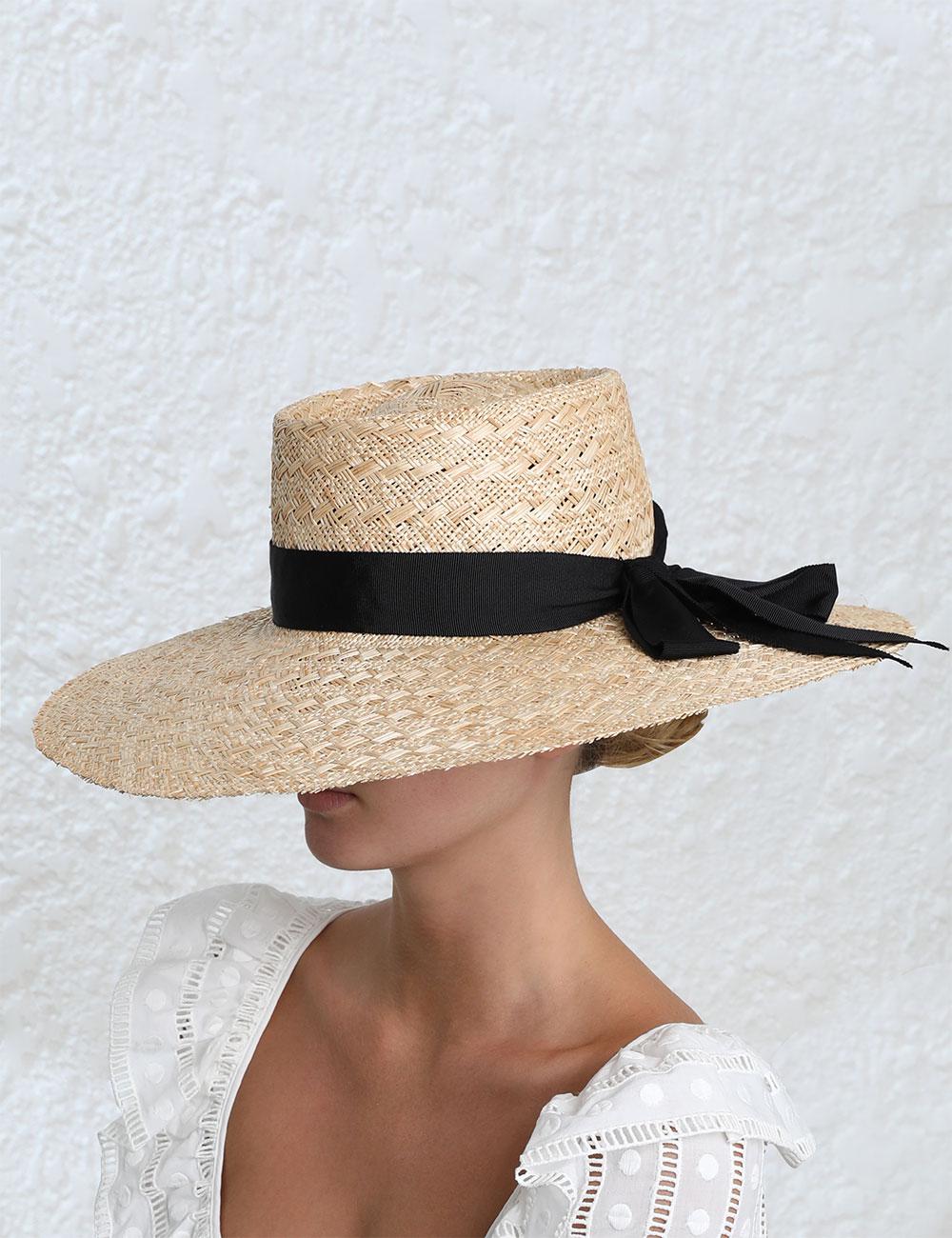 Zimmermann Cotton Flat Crown Straw Hat Lyst