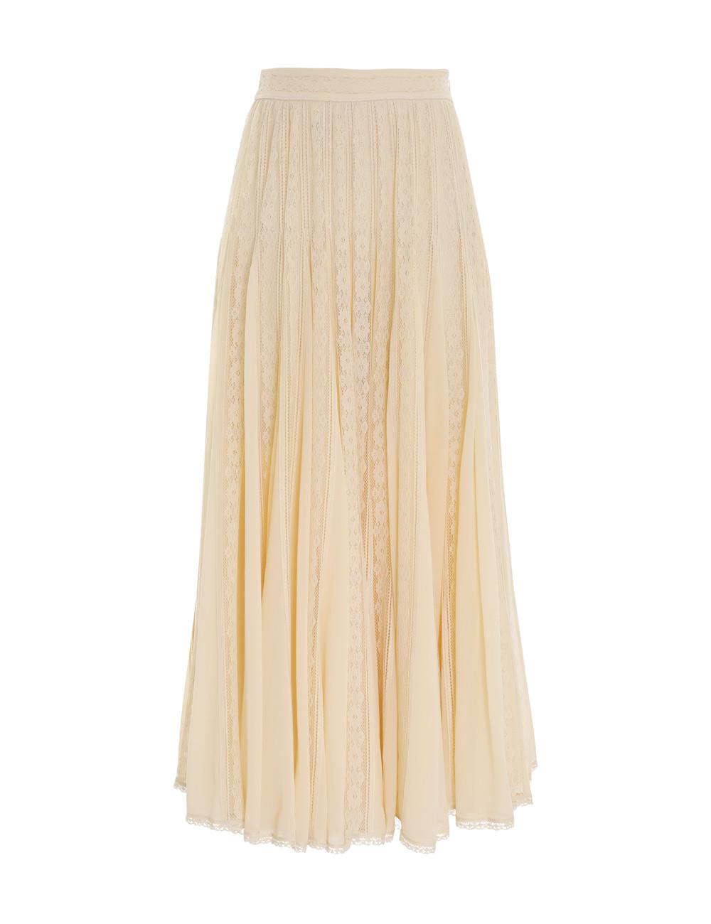 Zimmermann Wonderland Lace Vent Skirt in Natural | Lyst