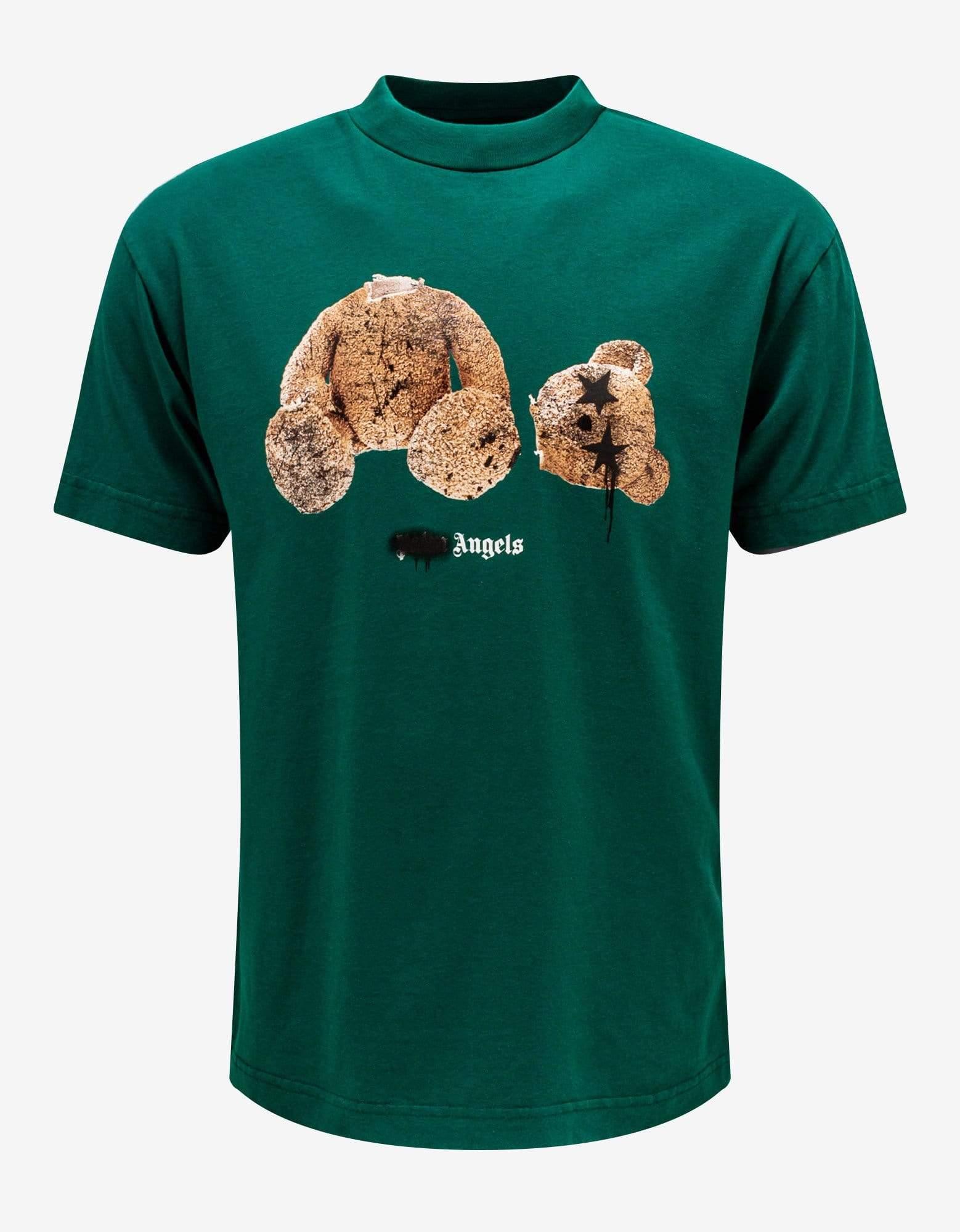 Green Spray Bear Print T-shirt for Men 