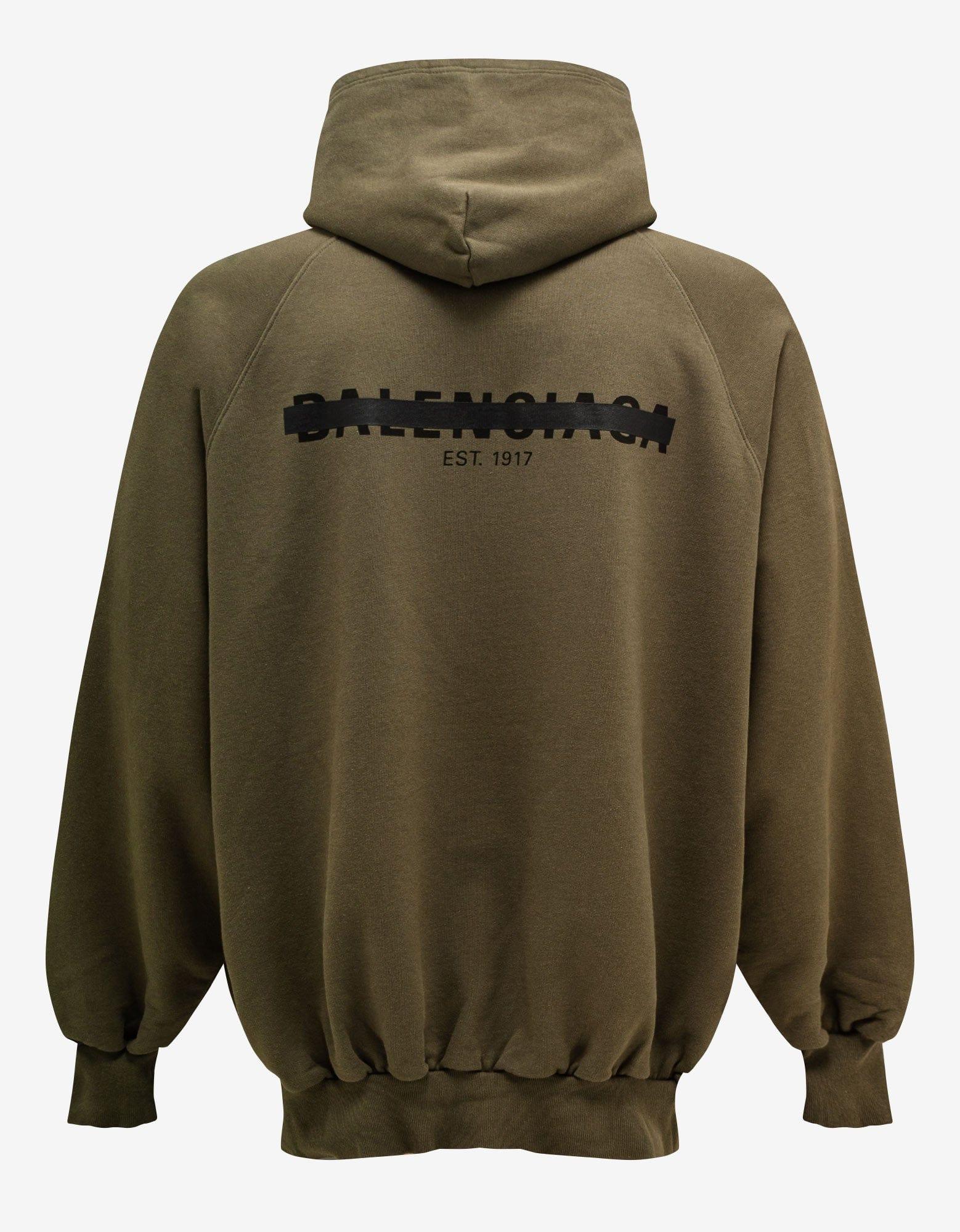 Balenciaga Khaki Strike 1917 Logo Oversized Hoodie in Green for Men | Lyst