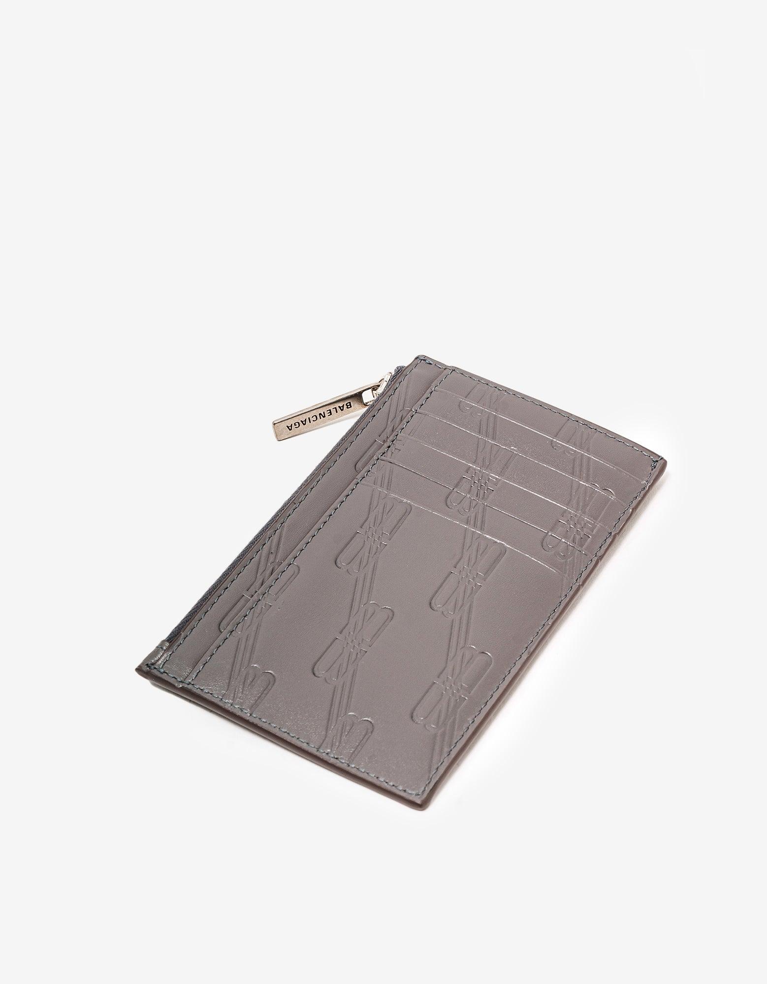 tricky Behandling Shining Balenciaga Dark Grey Bb Monogram Zip Card Holder in Gray for Men | Lyst