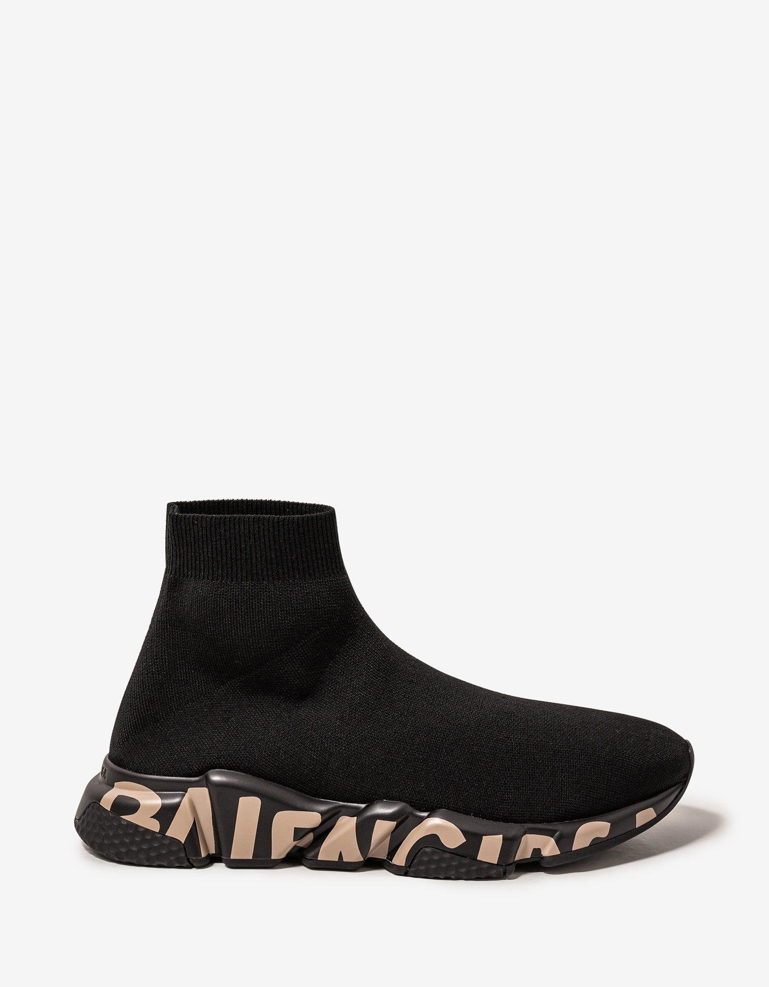 Balenciaga Black Graffiti Logo Speed 