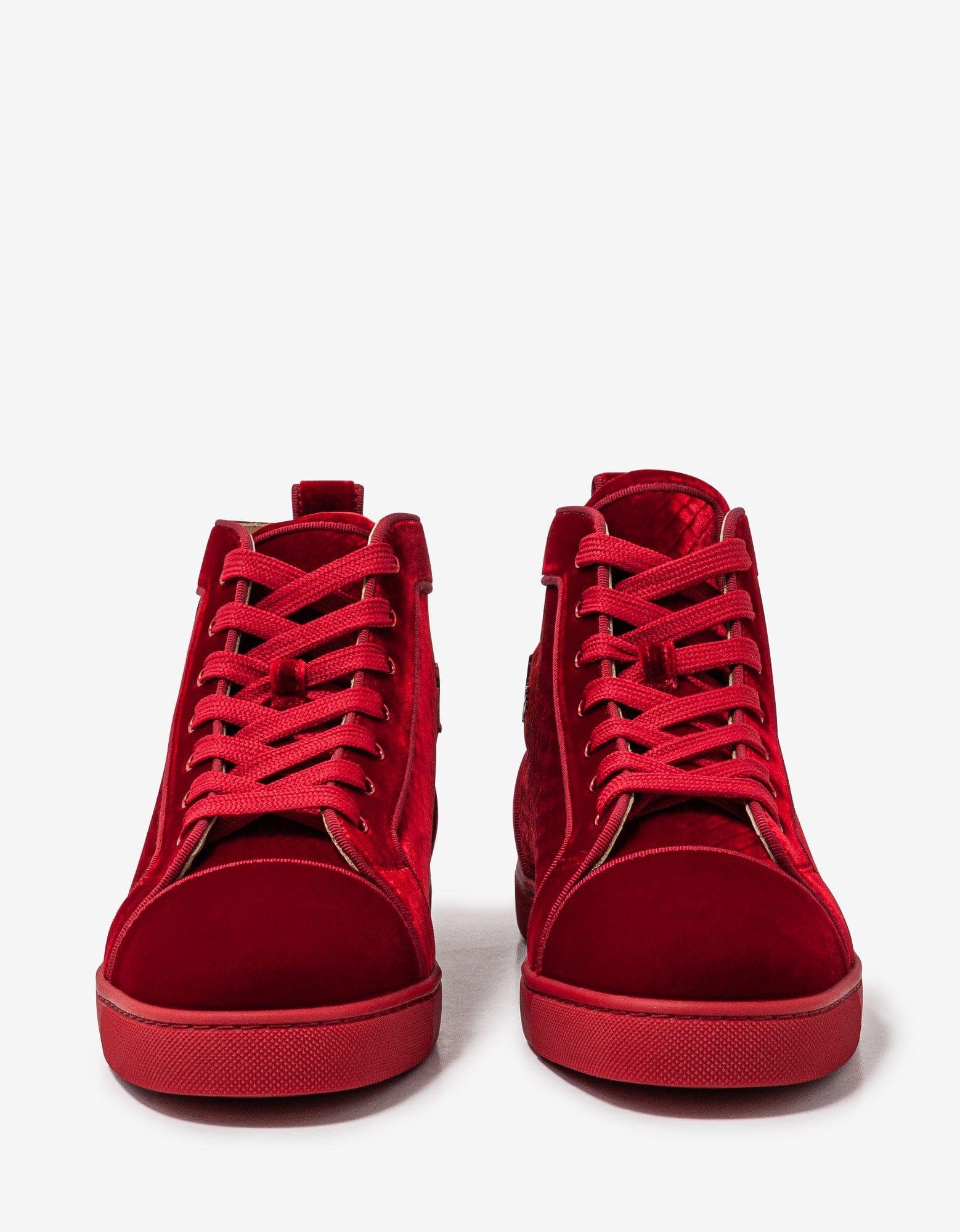 Christian Louboutin Louis Orlato Red Velvet High Top Trainers for Men | Lyst