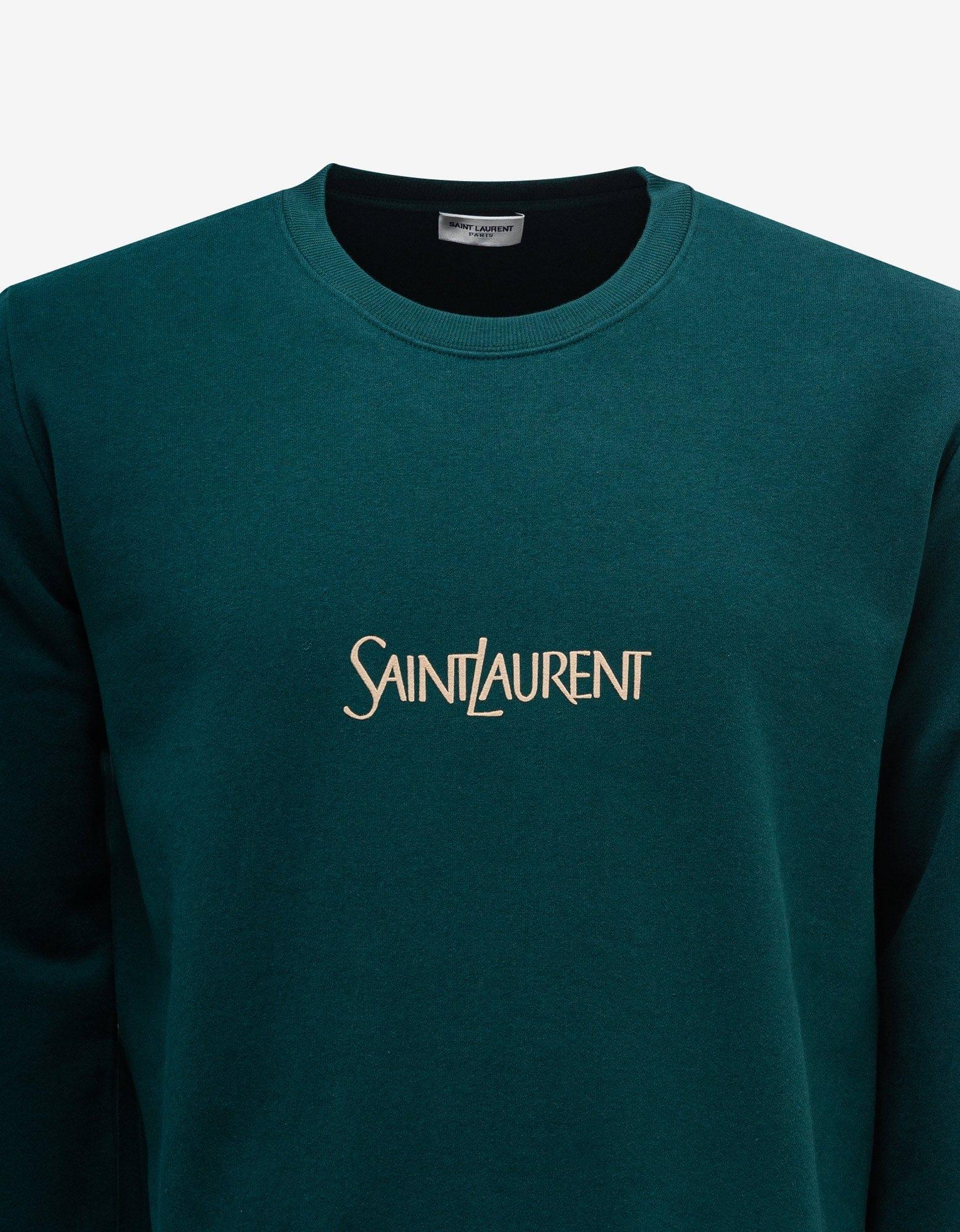 Saint Laurent Green Logo Sweatshirt for Men | Lyst