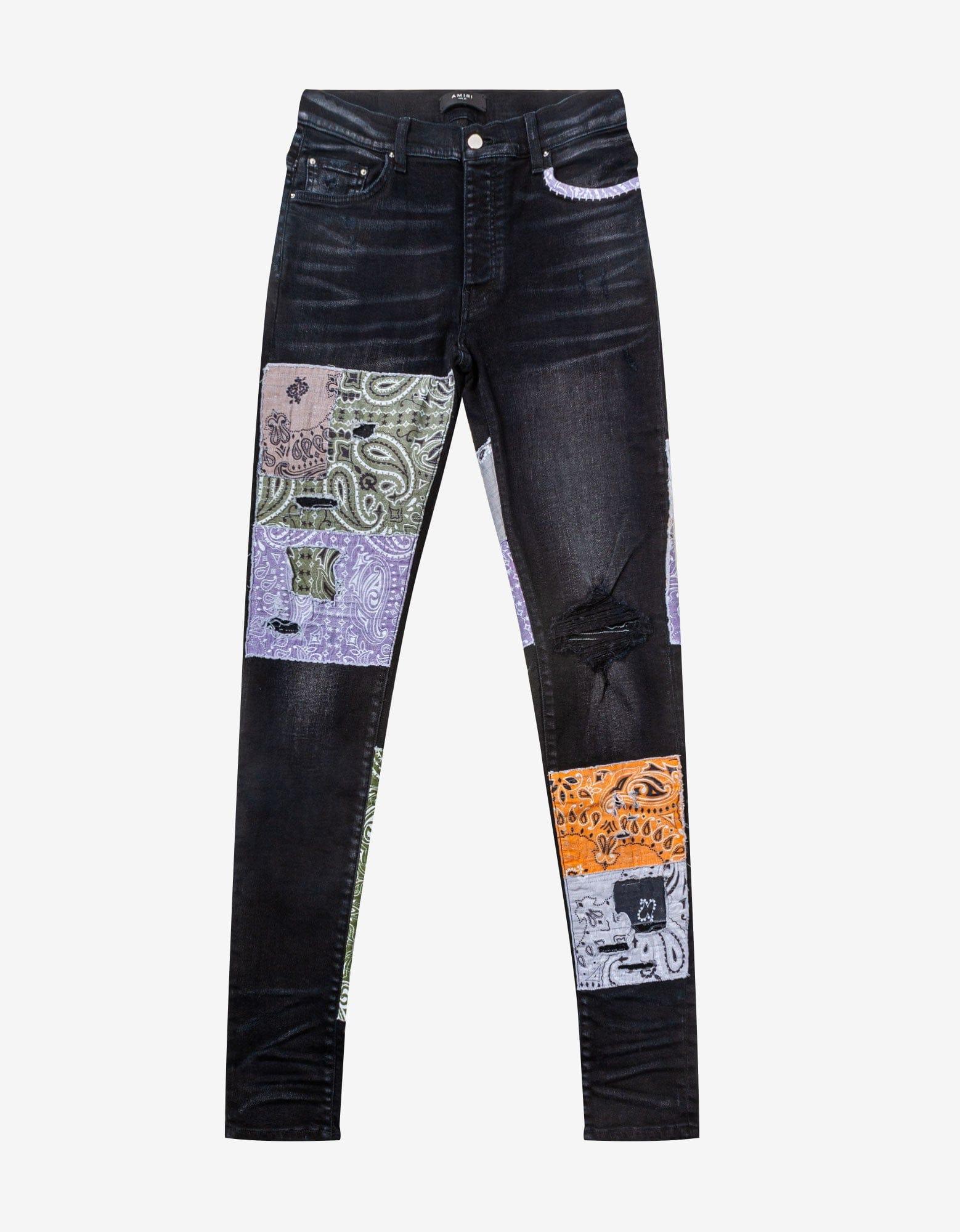Amiri Bandana Art Patch Aged Black Jeans for Men Lyst UK