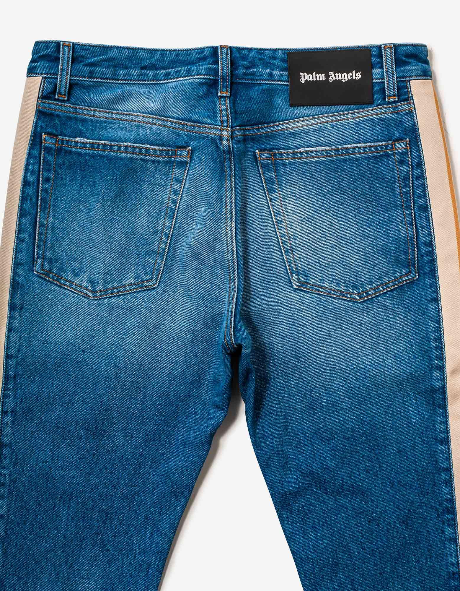 Palm Angels Blue Side-stripe Jeans for Men | Lyst