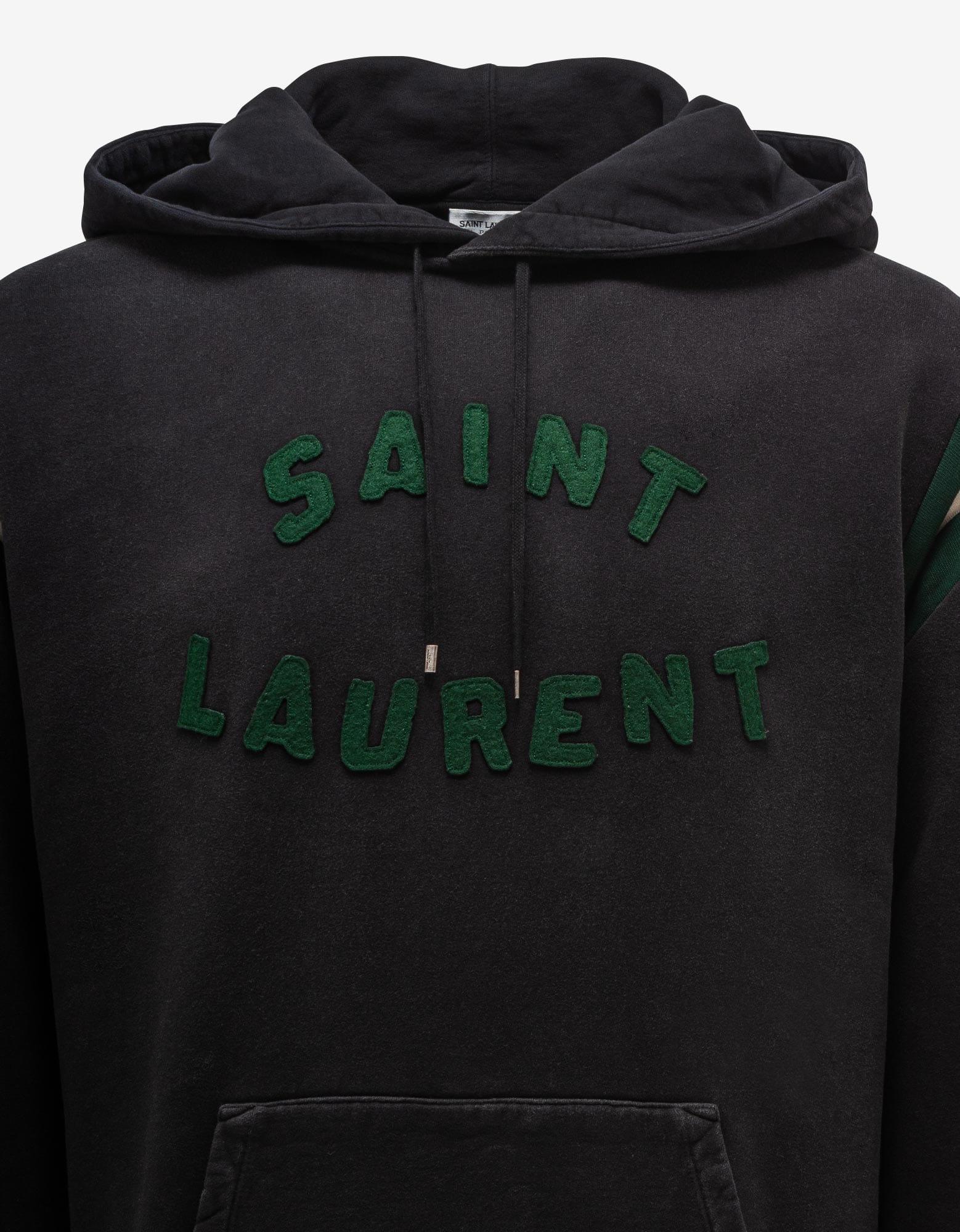 Saint Laurent Black u0026 Green Logo Hoodie for Men | Lyst UK