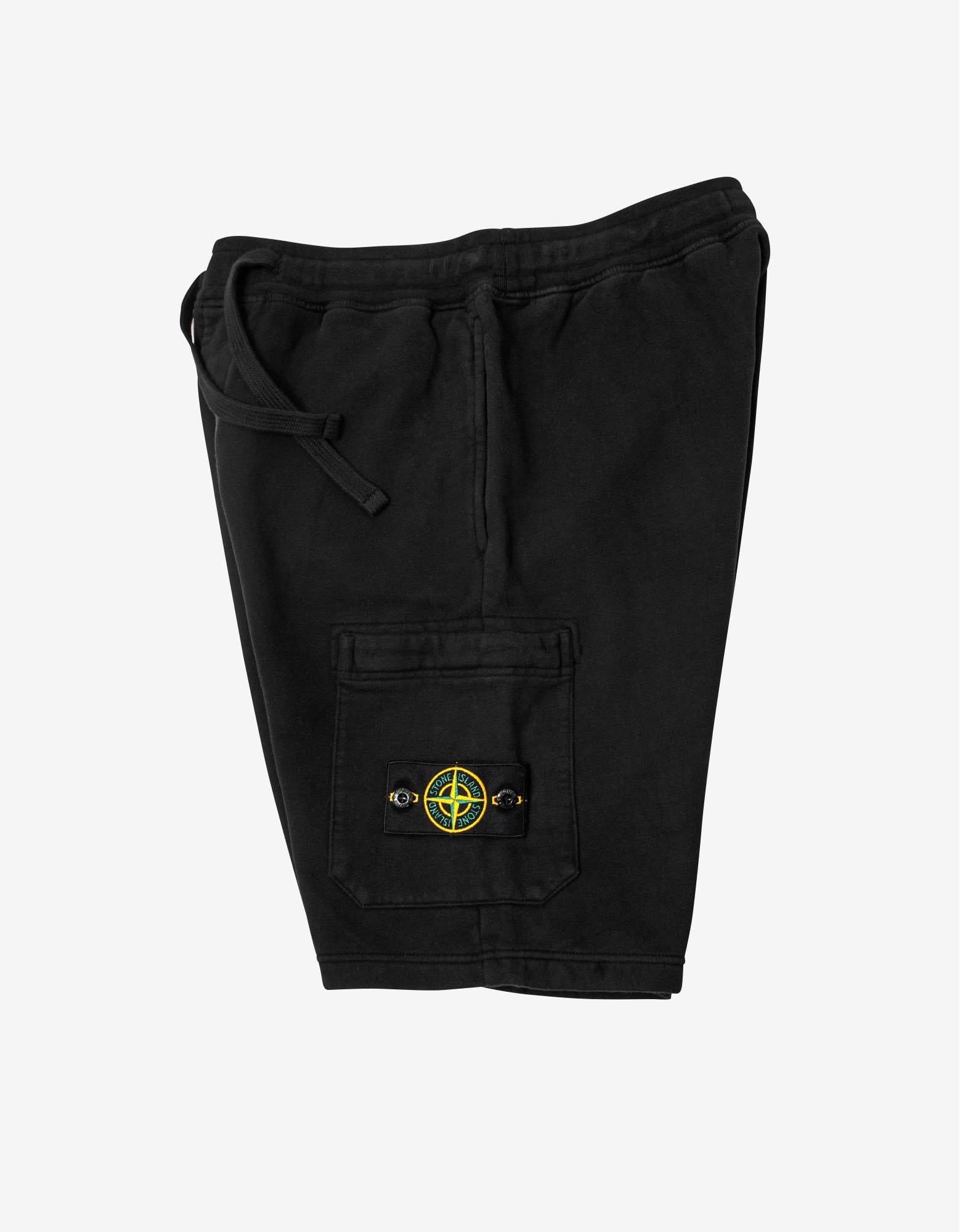 Stone Island Cotton Black Compass Badge Cargo Sweat Shorts for Men | Lyst
